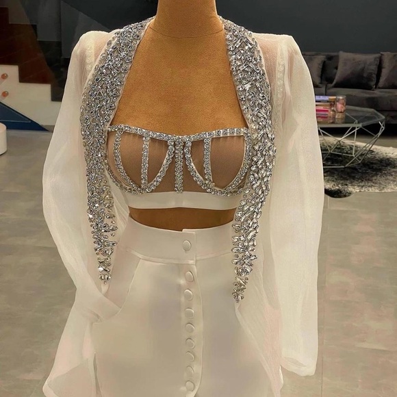 Dona matoshi white crystal gown